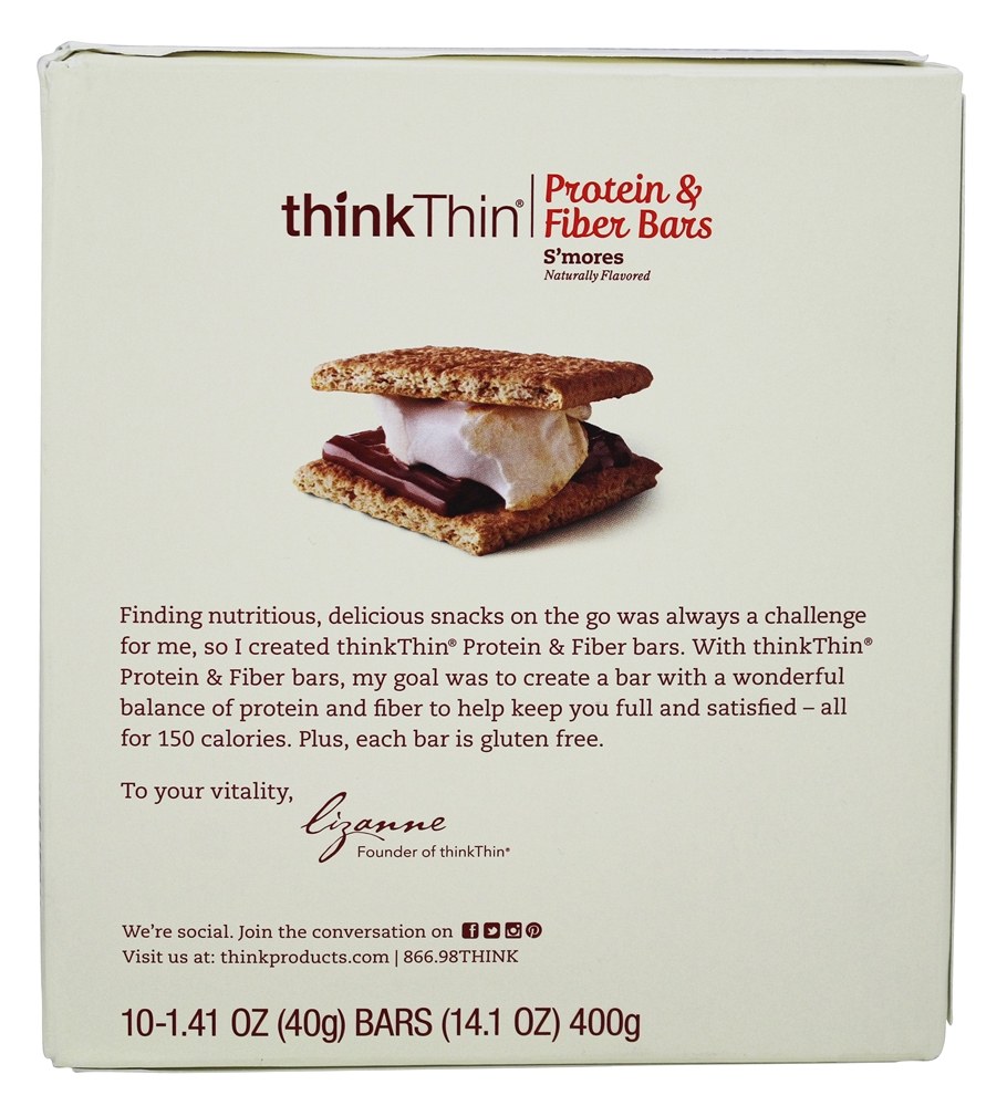 thinkthin Proteína & Fibra Barras S'mor - 10 Barras Think Products - Imagem 3