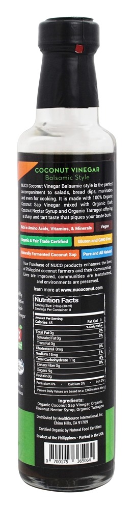 Vinagre De Coco Orgânico De Estilo Balsâmico - 8 fl. oz. NUCO - Imagem 2