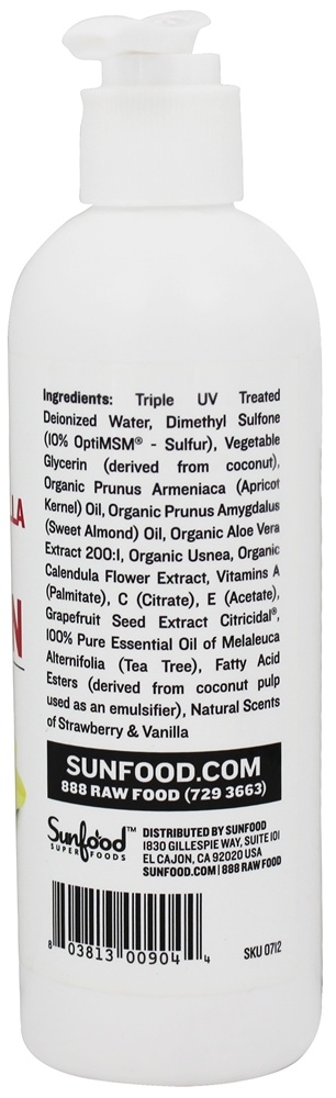 MSM Loção Berry Baunilha - 8 fl. oz. Sunfood Superfoods - Imagem 2