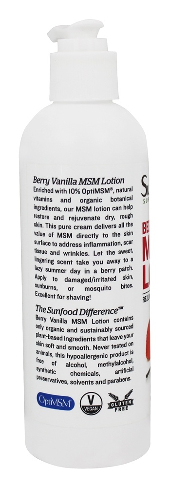 MSM Loção Berry Baunilha - 8 fl. oz. Sunfood Superfoods - Imagem 3