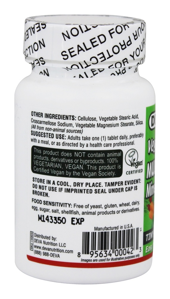 Vegan Multivitamina & Mineral Completar Ferro Livre - 90 Tablets Deva Nutrition - Imagem 3