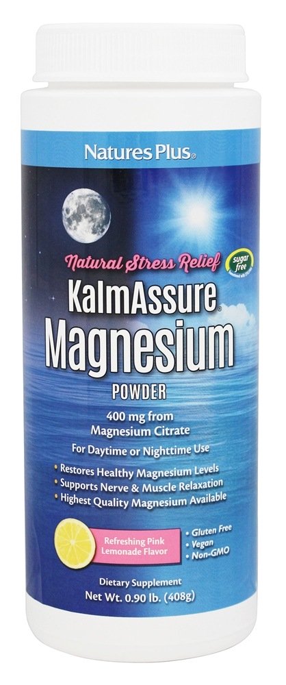 Kalmassure Magnésio em Pó Sabor Limonada Rosa - 0.9 lb. Natures Plus