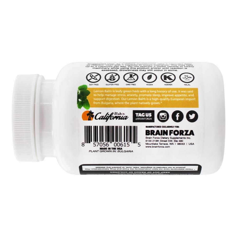 Erva-cidreira Extrato 500 mg. - Cápsulas vegetarianas 90 Brain Forza - Imagem 3