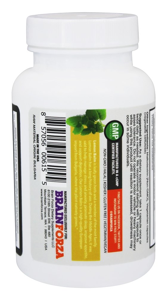 Erva-cidreira Extrato 500 mg. - Cápsulas vegetarianas 90 Brain Forza - Imagem 4