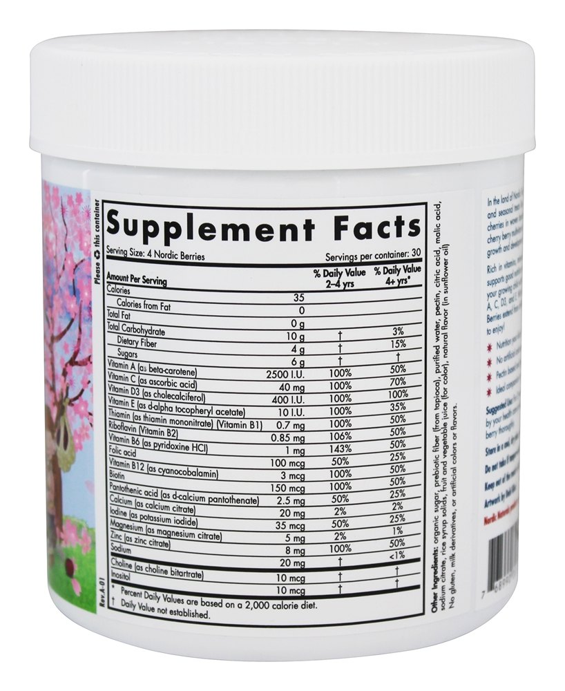 Nórdico Bagas Multivitamina Gomoso Cereja Baga - 120 Gummies Nordic Naturals - Imagem 2