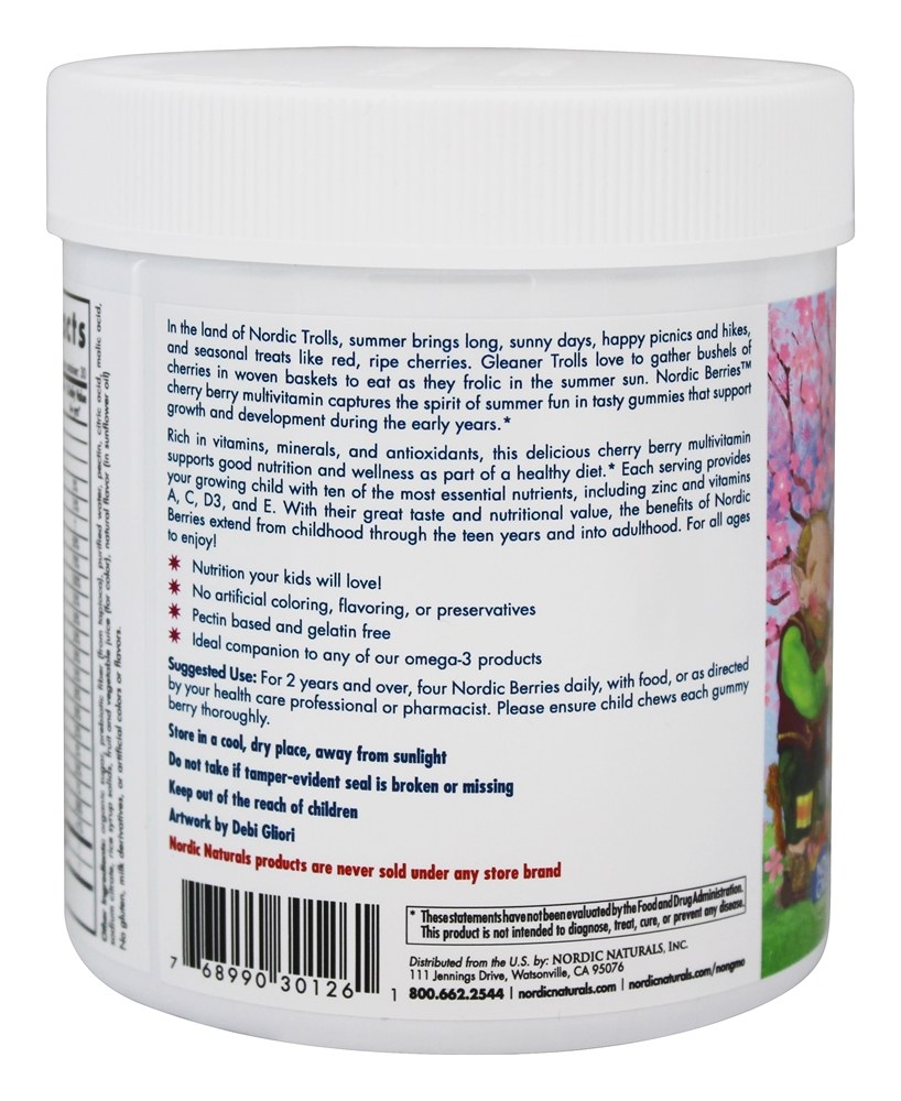 Nórdico Bagas Multivitamina Gomoso Cereja Baga - 120 Gummies Nordic Naturals - Imagem 3