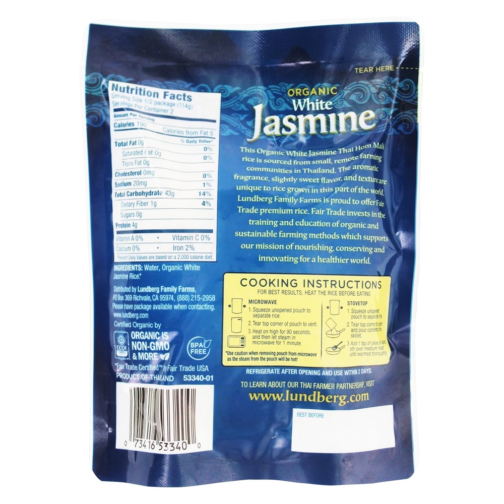 Orgânico Thai Hom Mali Arroz Branco Jasmim - 8 oz. Lundberg - Imagem 2
