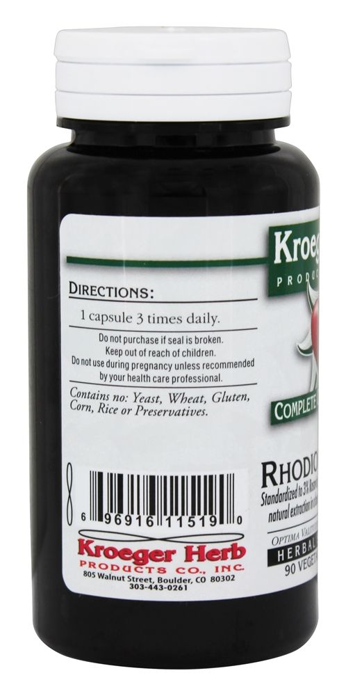 Concentrado Completo de Rhodiola Rosea - Cápsulas vegetarianas 90 Kroeger Herbs - Imagem 3