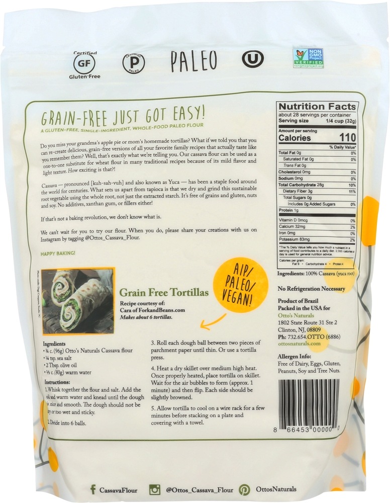 Farinha de mandioca - 2 lbs. Otto's Naturals - Imagem 2