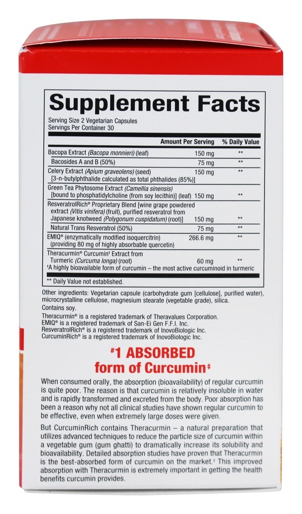 CurcuminRich Memory Optimizer - Cápsulas vegetarianas 60 Natural Factors - Imagem 2