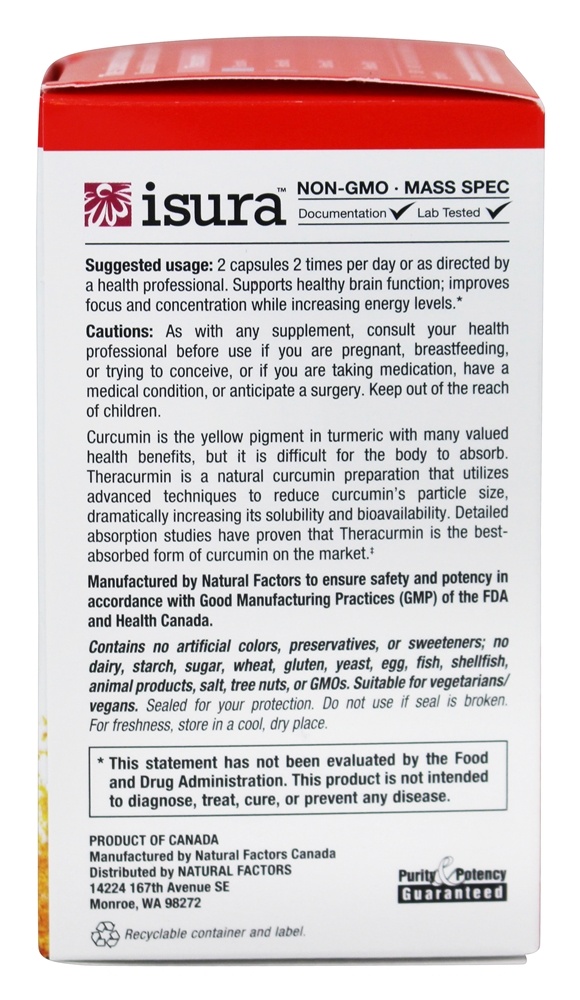 CurcuminRich Memory Optimizer - Cápsulas vegetarianas 60 Natural Factors - Imagem 4