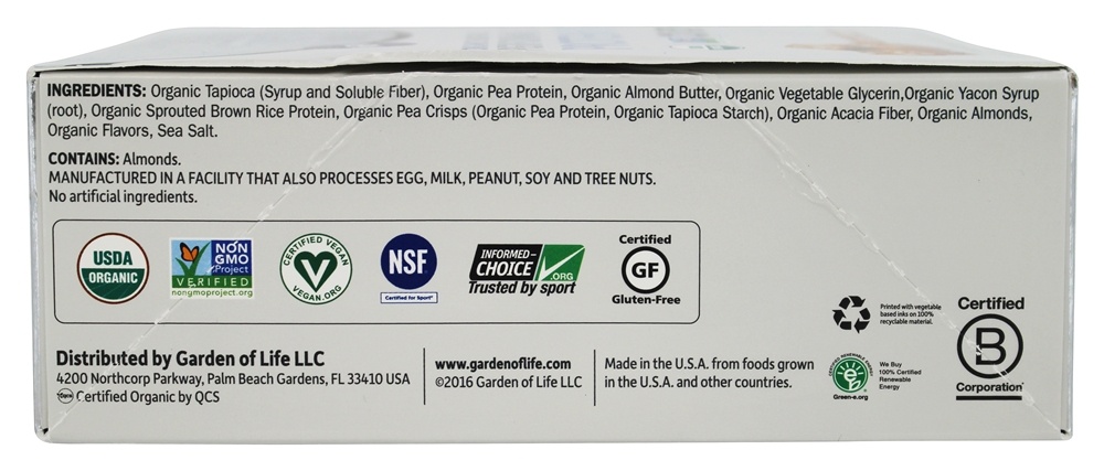 Esporte Orgânico Planta-Baseado Atuação Proteína Barras Mar Sal Caramelo - 12 Barras Garden of Life - Imagem 3