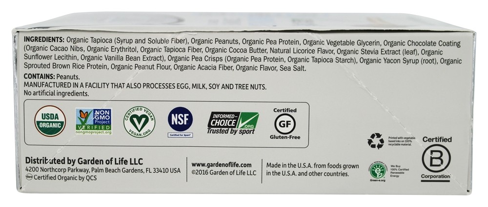 Esporte Bares com Proteínas de Desempenho Orgânico à Base de Plantas Chocolate com Manteiga de Amendoim - 12 Barras Garden of Life - Imagem 3