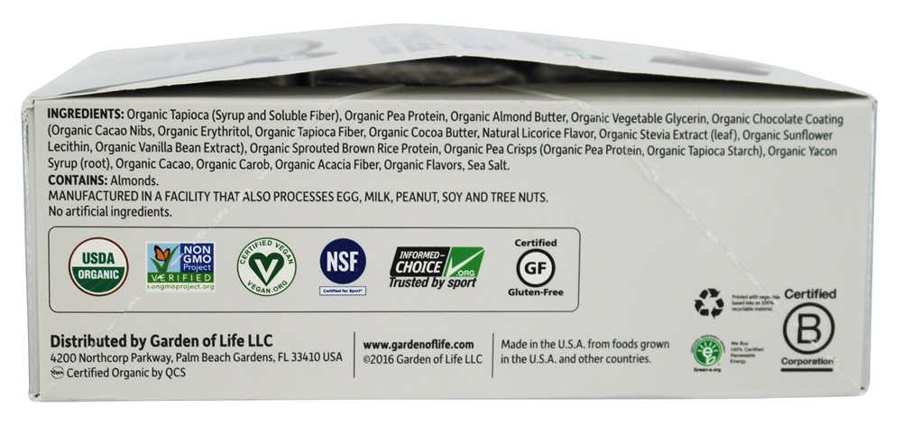 Esporte Proteínas de Proteínas de Desempenho Orgânico à Base de Plantas Fudge de Chocolate - 12 Barras Garden of Life - Imagem 3