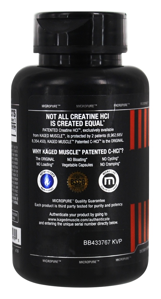 HCl de creatina patenteado em C-HCl 750 mg. - 75 Cápsula (s) vegetal (s) Kaged Muscle - Imagem 3