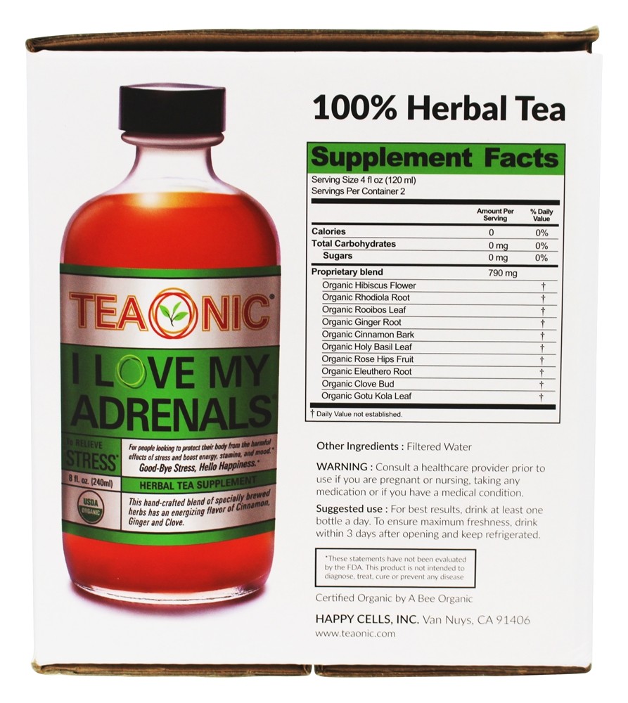 Orgânico eu amo meus canela, gengibre & cravo do chá dos adrenais - Pacote 6 Teaonic - Imagem 2