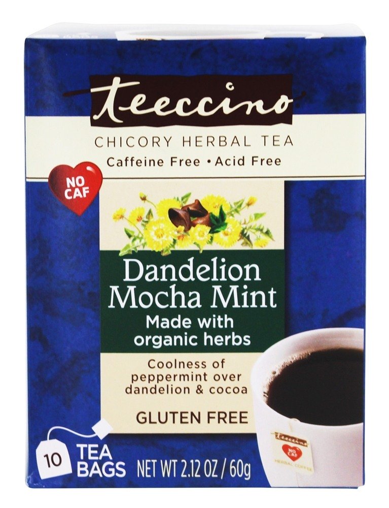 Chá de ervas de chicória cafeína grátis Mocha de dente de leão hortelã - 10 Saquinhos de Chá Teeccino