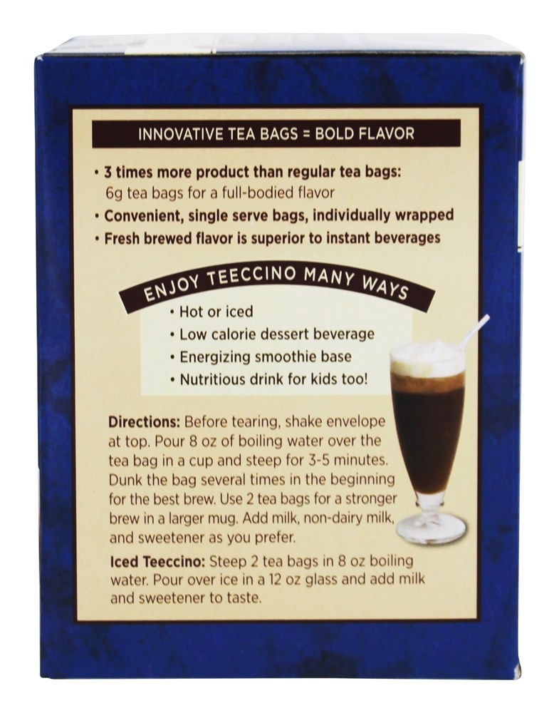 Chá de ervas de chicória cafeína grátis Mocha de dente de leão hortelã - 10 Saquinhos de Chá Teeccino - Imagem 4