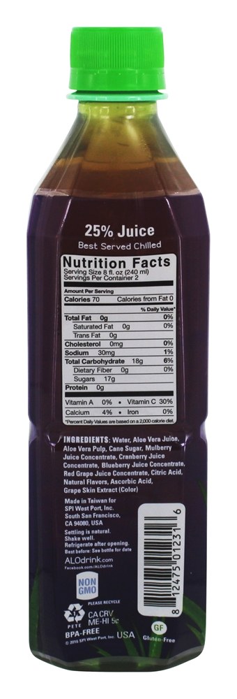 Suco de Aloe Vera Bebida Mola Baga Mista - 16.9 fl. oz. ALO - Imagem 2
