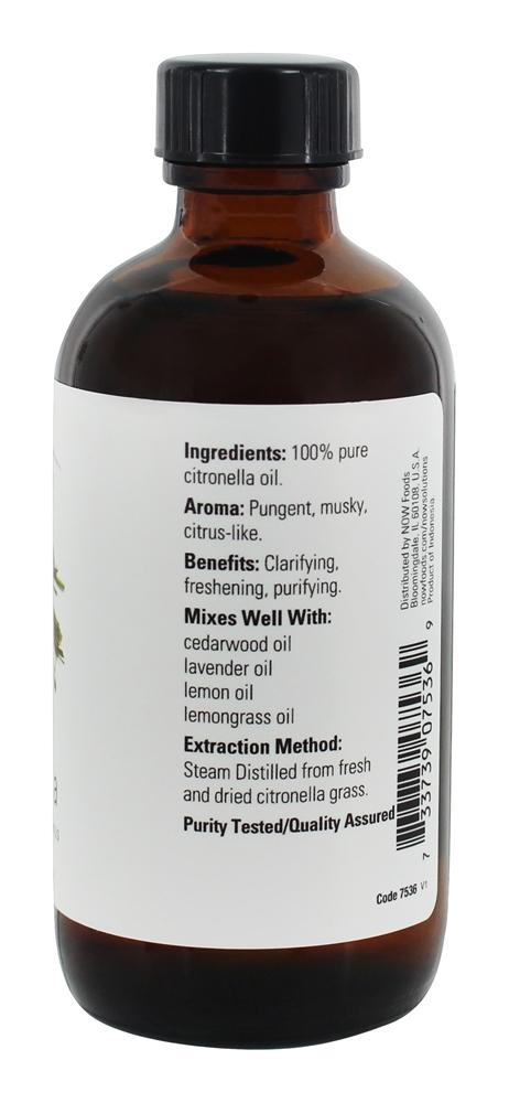 100 % Pure Citronela de óleo essencial - 4 fl. oz. NOW Foods - Imagem 2