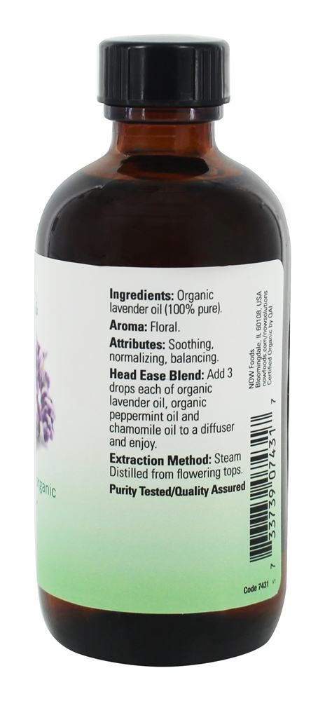 100% Pure & Orgânico Essencial óleo Lavanda - 4 fl. oz. NOW Foods - Imagem 2