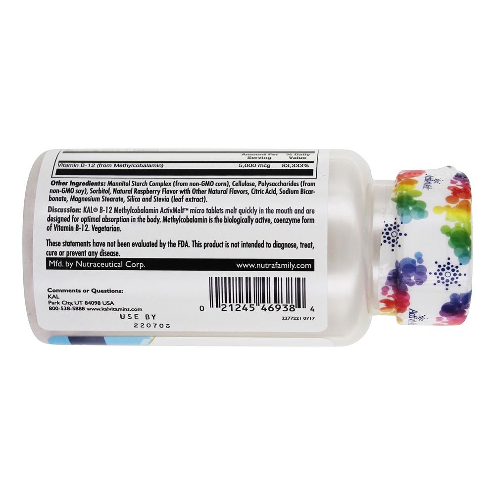 B12 Metilcobalamina Sabor Framboesa Vermelha 5000 mcg. - 90 Tablets Kal - Imagem 3