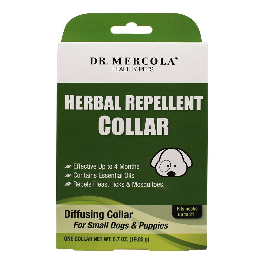 Colar repelente de ervas para cães pequenos e filhotes - 0.7 oz. Dr. Mercola