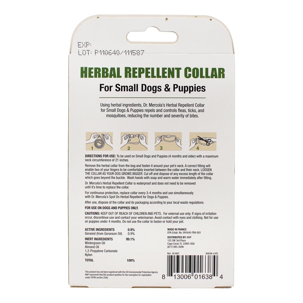 Colar repelente de ervas para cães pequenos e filhotes - 0.7 oz. Dr. Mercola - Imagem 2
