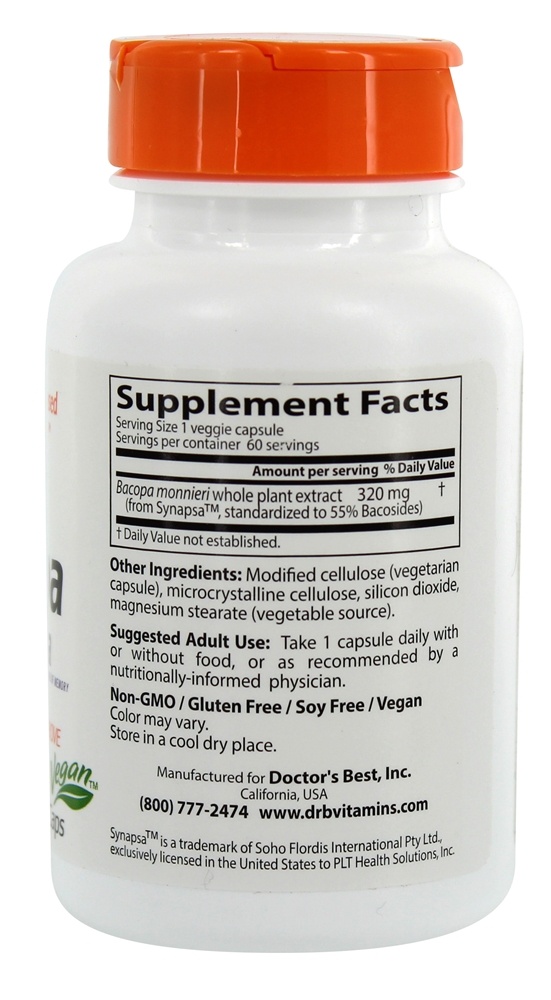 Bacopa com Synapsa 320 mg. - 60 Cápsula (s) vegetal (s) Doctor's Best - Imagem 2