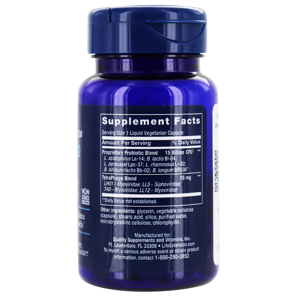 GI florassista com tecnologia de fago probiótico - 30 Vegetarian Liquid Capsule(s)Life Extension - Imagem 2