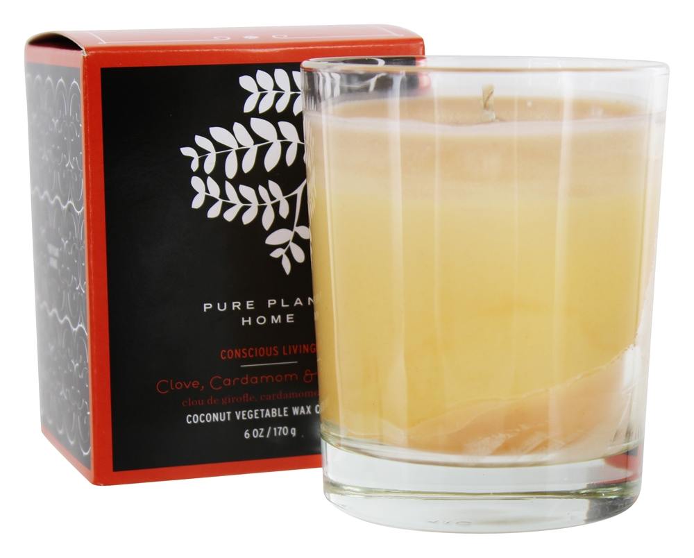 Cacau de vidro vegetal da caixa de presente Cravo, cardamomo & baunilha da vela da cera - 6 oz. Pure Plant Home