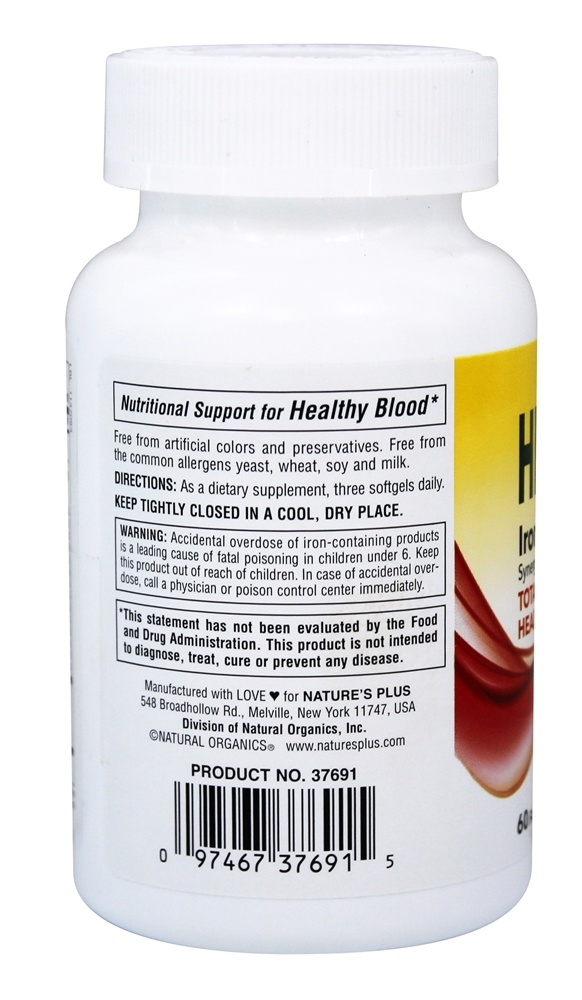Hema-Plex para a Saúde Total do Sangue - 60 Softgels Natures Plus - Imagem 3