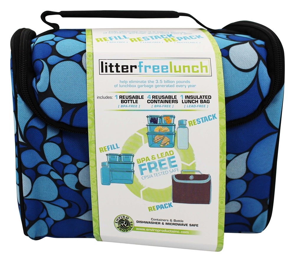 Lancheira sem lixo com recipientes para alimentos sem BPA Azul New Wave Enviro Products - Imagem 3