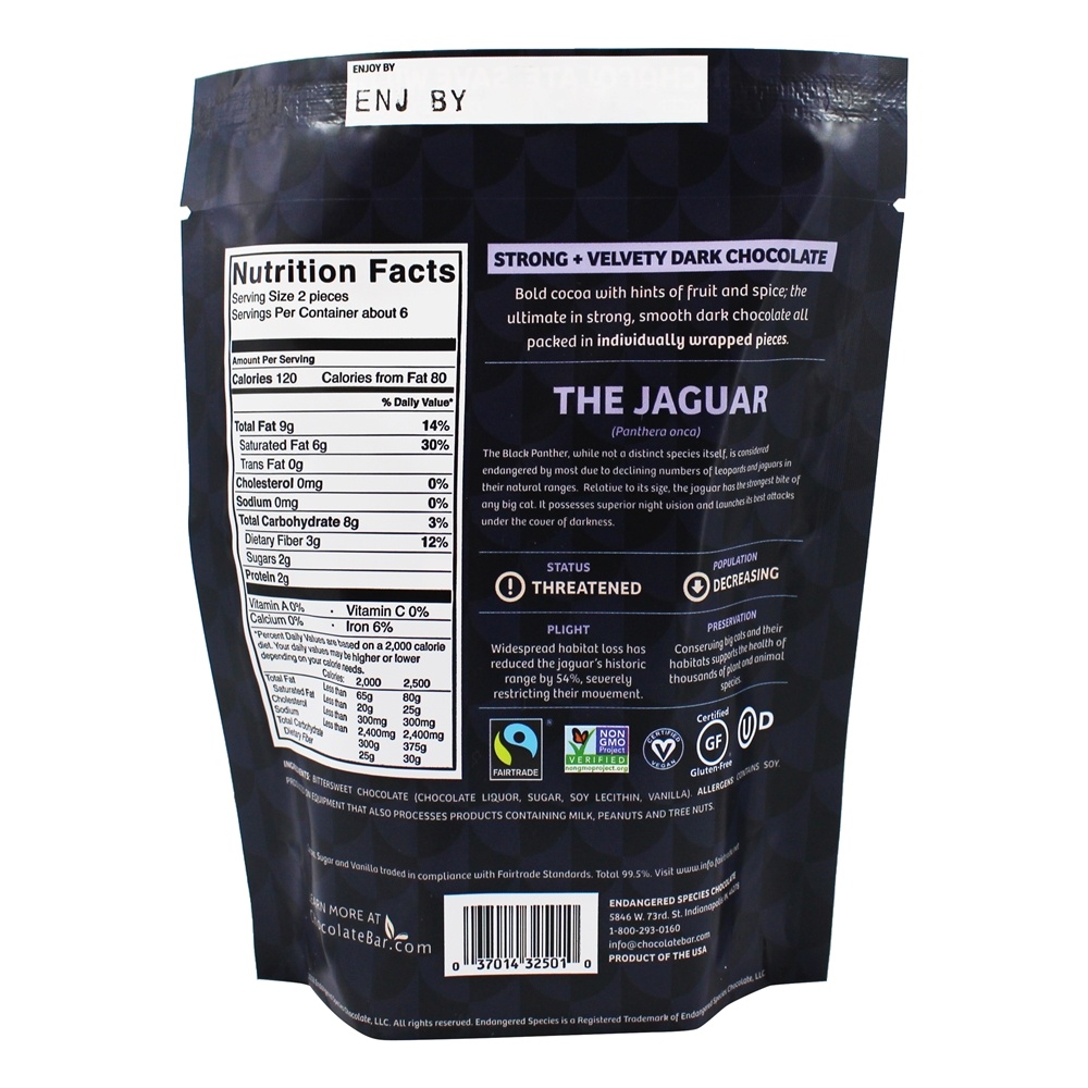 Mordidas Extremas de Chocolate Amargo 88 % Cacau - 4.2 oz. Endangered Species - Imagem 2