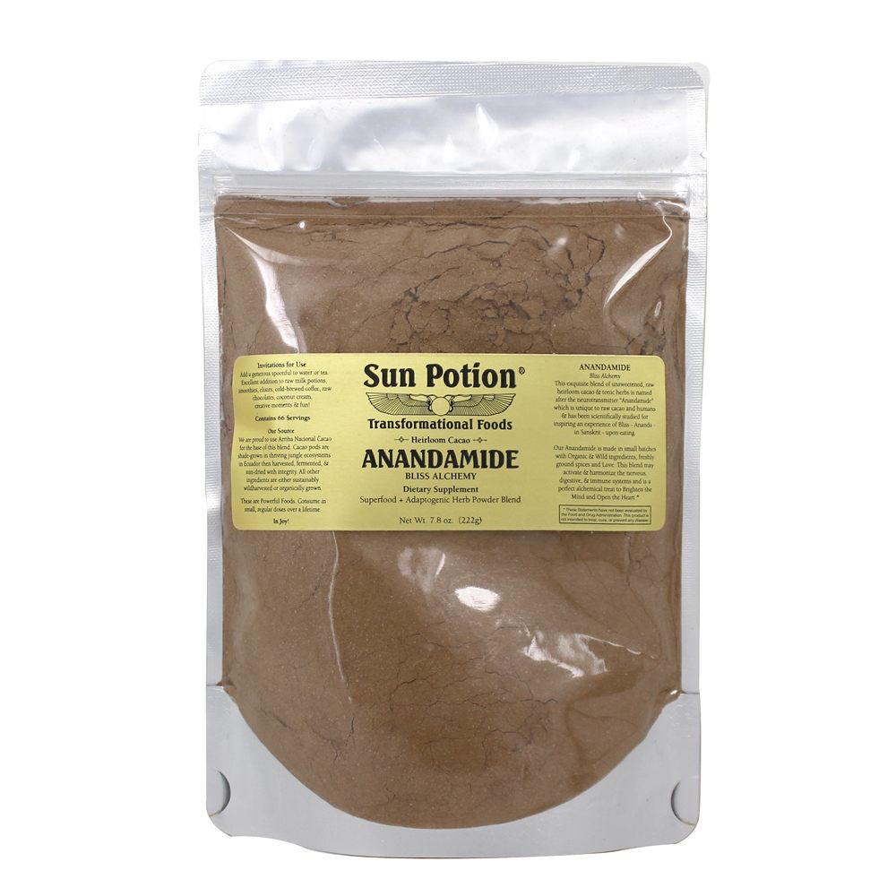 Anandamide Bliss Alchemy Adaptogenic Herb Blend com Heirloom Cacao - 7.8 oz. Sun Potion