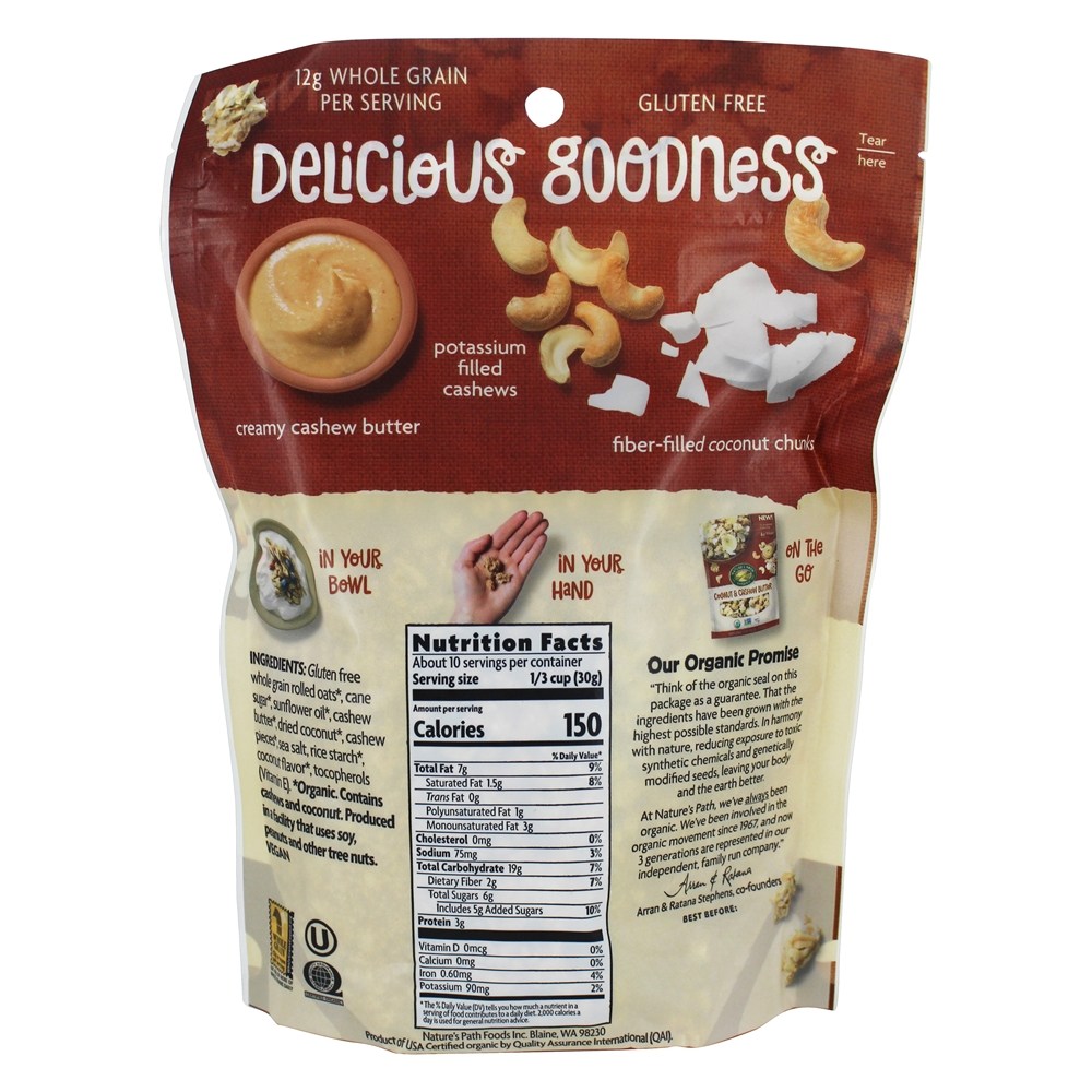 Coco de Granola Crocante sem Glúten e Manteiga de Caju - 11 oz. Nature's Path Organic - Imagem 2