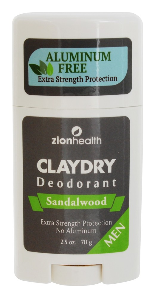 Desodorante Natural de Argila Seca para Homens Sândalo - 2.5 oz. Zion Health
