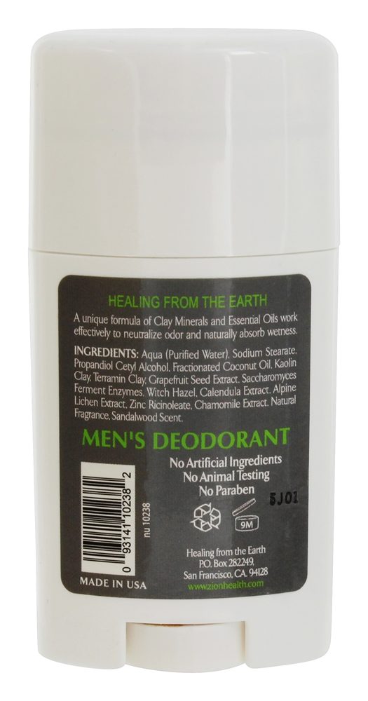 Desodorante Natural de Argila Seca para Homens Sândalo - 2.5 oz. Zion Health - Imagem 2