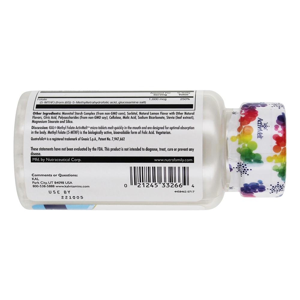 Metilo Folato Limão 1000 mcg. - 60 Tablets Kal - Imagem 3