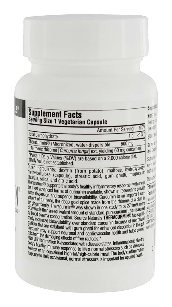 Resposta Inflamatória da Teracurmina 600 mg. - Cápsulas vegetarianas 30 Source Naturals - Imagem 2