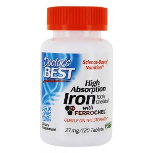 Comprar ferro de alta absorção 100 % quelatado com ferrochel 27 mg. - 120 tablet (s) doctor's best preço no brasil ferro vitaminas e minerais suplemento importado loja 25 online promoção -