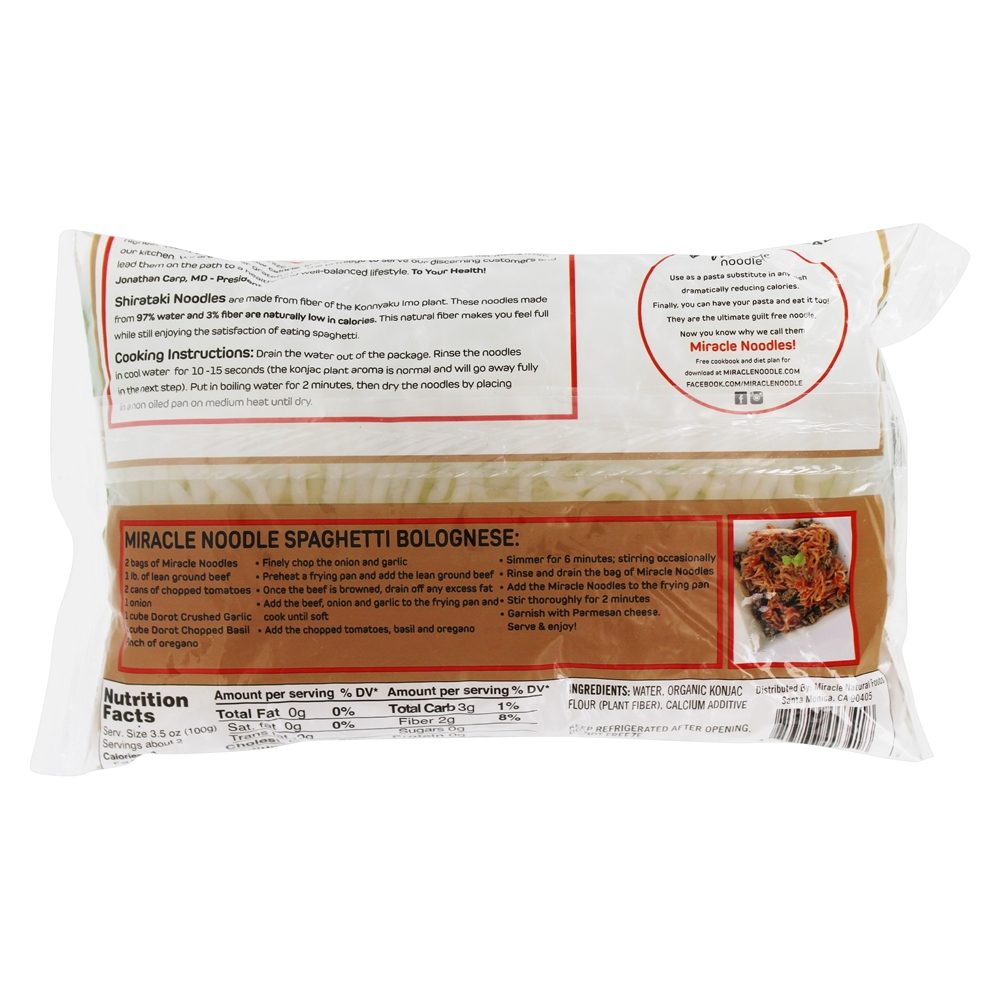 Espaguete Orgânico Konjac Shirataki Pasta - 7 oz. Miracle Noodle - Imagem 2