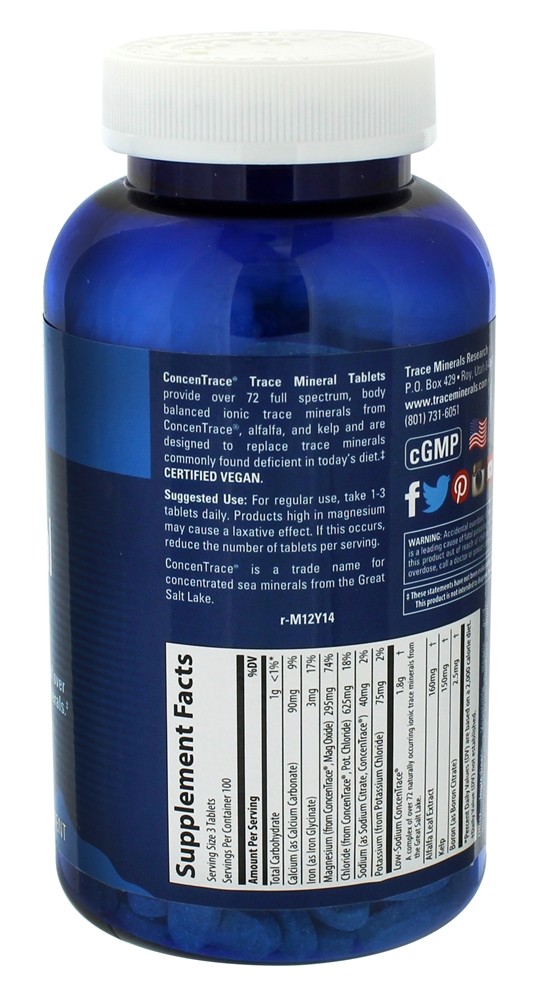 ConcenTrace Complexo de Oligoelementos Iônicos - 300 Tablets Trace Minerals Research - Imagem 4