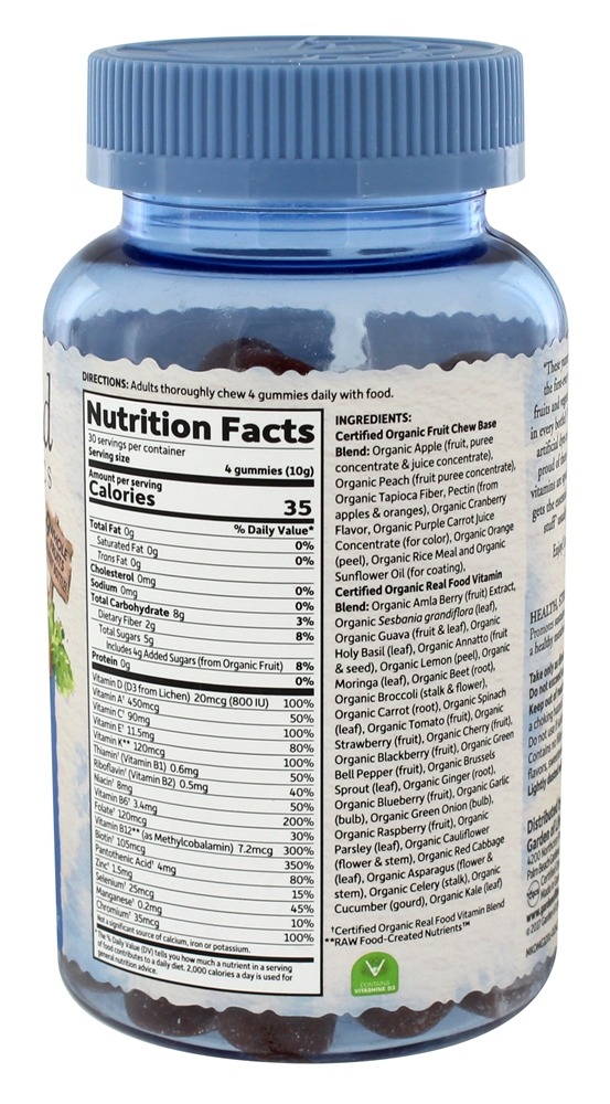 mykin Orgânicos Homens Múltiplas Inteiro Comida Gomoso Baga - 120 Gummies Garden of Life - Imagem 2