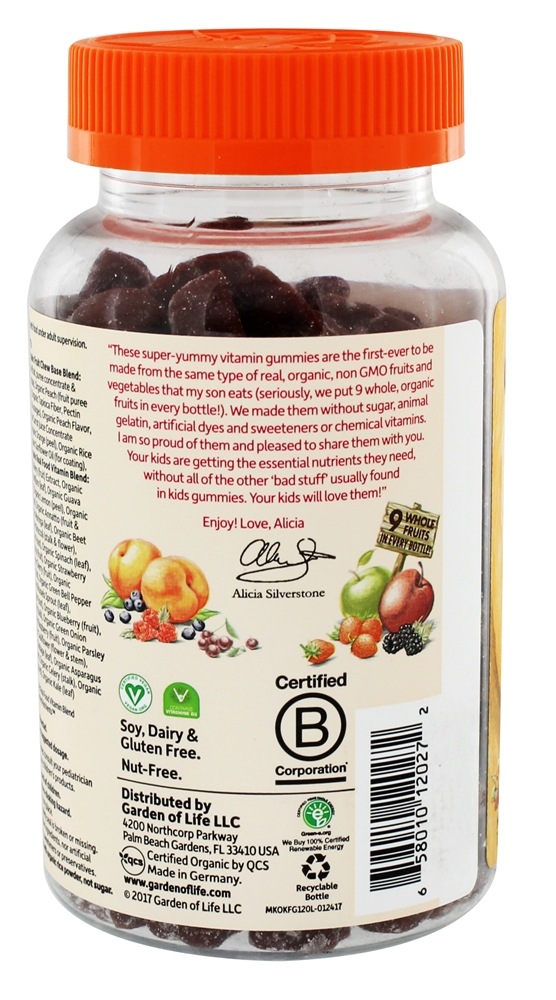 mykin Orgânicos Crianças Múltiplas Gomoso Fruto - 120 Gummies Garden of Life - Imagem 3