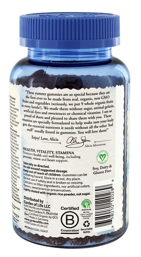 mykind Organics Men's Multi 40 + Doces Integrais Baga - 120 Gummies Garden of Life - Imagem 3