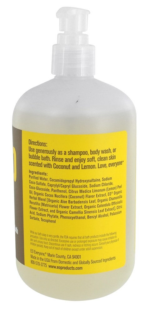 Todo o mundo 3 em 1 Sabão Coco + Limão - 16 fl. oz. EO Products - Imagem 2
