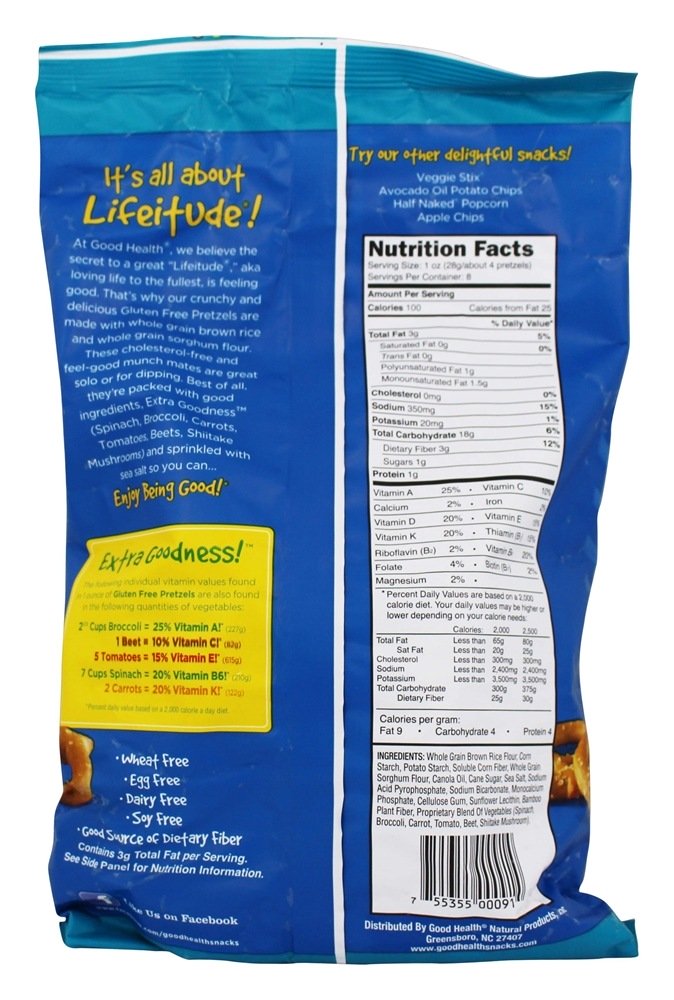 Pretzels sem glúten sal marinho - 8 oz. Good Health Natural Foods - Imagem 2