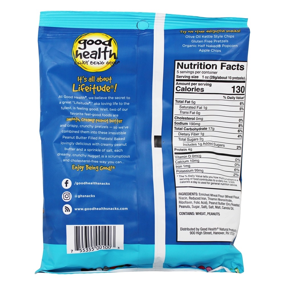 Pretzels cheios de manteiga de amendoim salgados - 5 oz. Good Health Natural Foods - Imagem 2