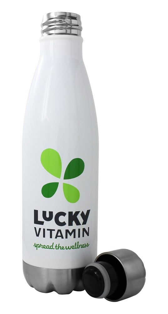 Branco de garrafa de água de aço inoxidável de vácuo isolado - 17 oz. LuckyVitamin Gear - Imagem 2